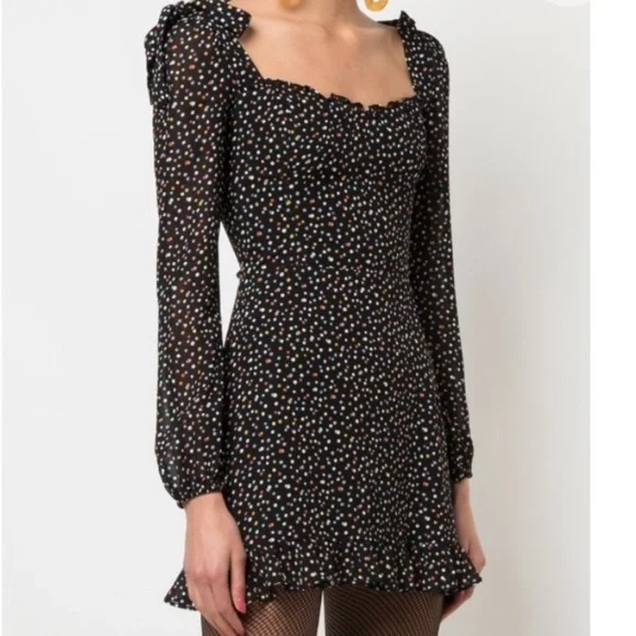 reformation black polka dot dress Reformation Black and White Micro Polkadot Maxi Dress Size UK 12 RRP £ –  Sellier main image 1